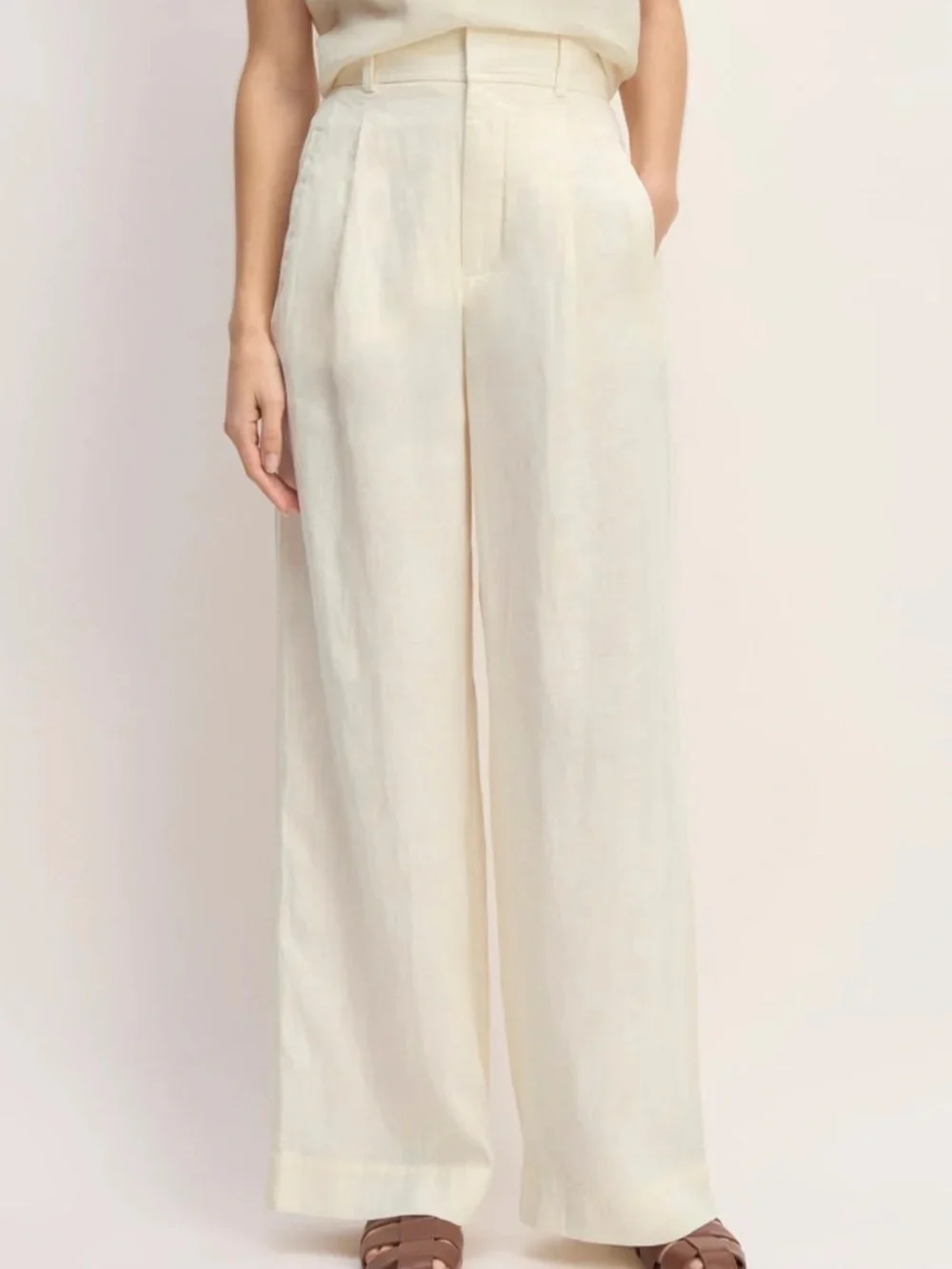Everlane Cream Wide-Leg Linen Pants - Picture 2 of 10